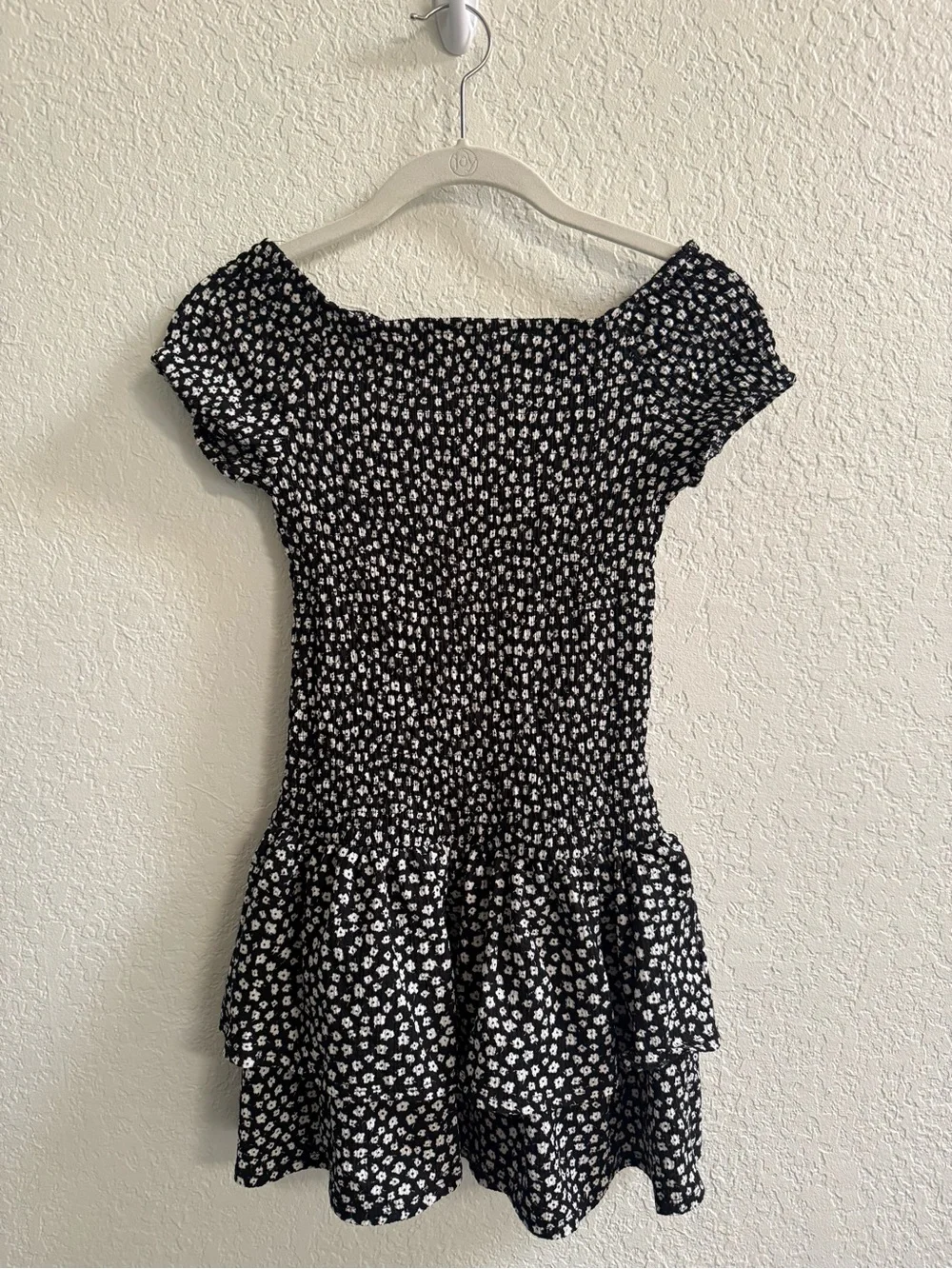 Zara Kids Black and White Floral Smocked Dress